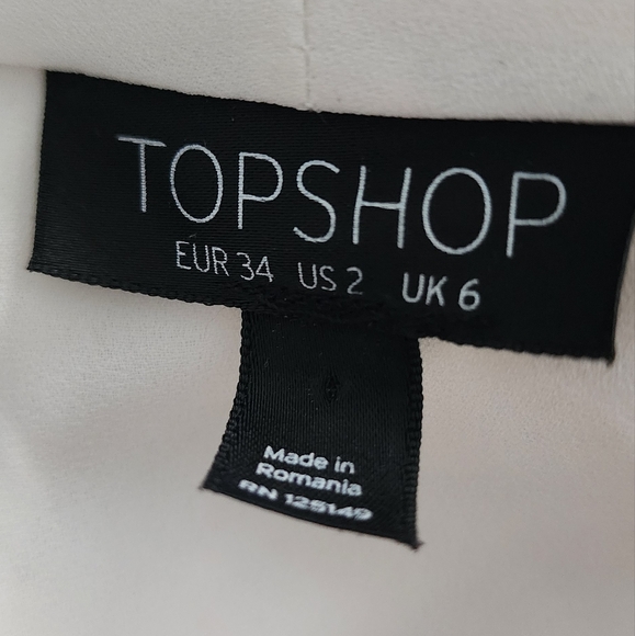 TOPSHOP BLOUSE CHIFFON SEMI SHEER FAUX WRAP LONG SLEEVE SHIRT US.2 - Picture 8 of 9